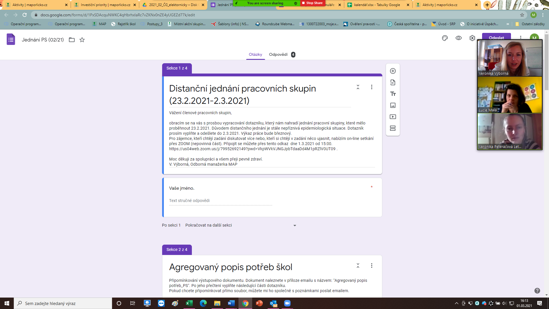 Společné distanční jednání pracovních skupin (ŽA_KR) 