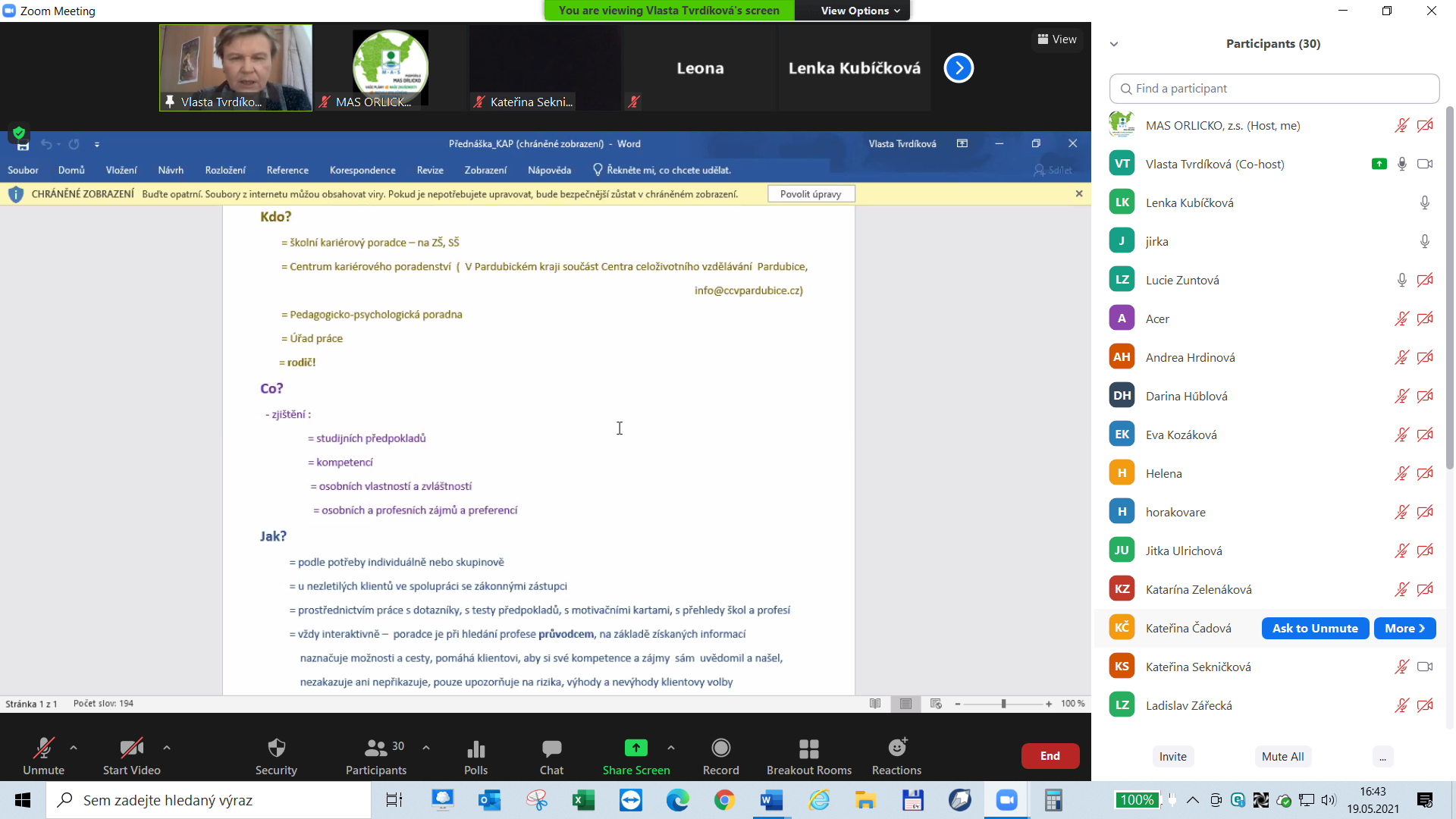 Workshop - Kariérové poradenství - on-line